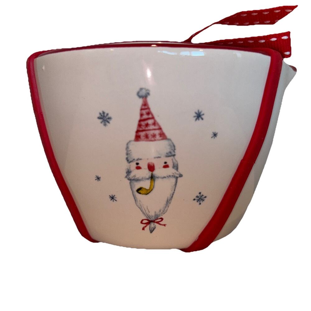 Rae Dunn Christmas Santa With Pipe Measuring Cups Set of 4 Holiday Watercolor